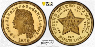 1879 $4 Flowing Hair PR65+ DCAM