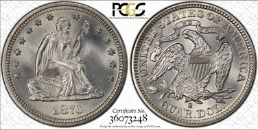 1876-S 25C MS66