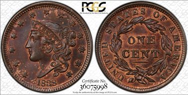 1838 1C MS65BN