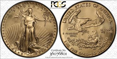 1986 $50 Gold Eagle MS70