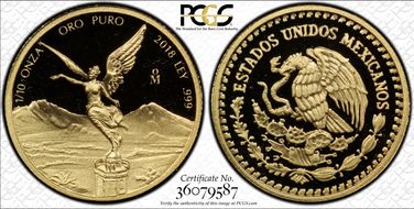 2018-Mo 1/10 oz Libertad Au PR69DCAM
