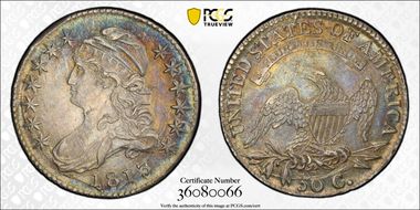 1813 50C O-107a AU58