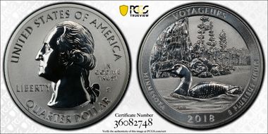 2018-S 25C Voyageurs NP-Silver Rev PR 50th Anniversary Set PR70