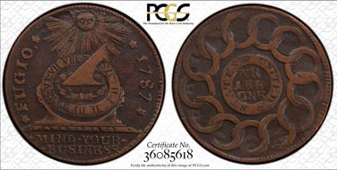 1787 Fugio 1C States United, 4 Cinq XF40BN