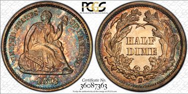 1872-S H10C Mintmark Below Bow MS65