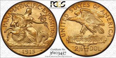 1915-S $2.50 Panama-Pacific AU58