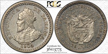 1904 2 1/2C KM-1  Ag MS63