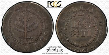 1652 Shilling Pine Tree, Small Planchet XF45