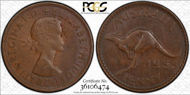 1955 Y. (p) 1D Perth obverse XF45BN