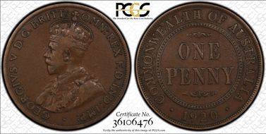 1920 /./  1D Dot above bottom scroll Indian obverse VF30BN