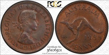 1955 Y. (p) 1D Perth obverse AU58BN