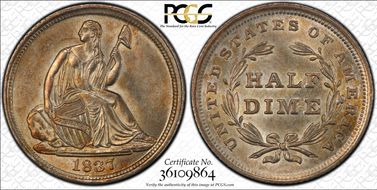 1837 H10C Seated, Large Date MS63