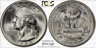 1944-S 25C DDO, FS-101 MS67+