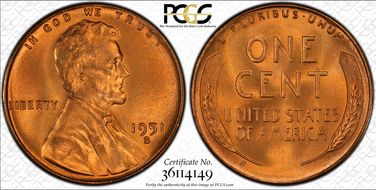 1951-S 1C MS67+ RD