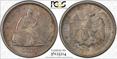 1875-S 20C AU58