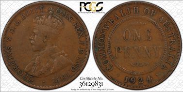 1924  1D English obverse VF20BN