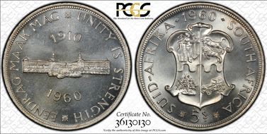 1960 5 Shil 50th Anniversary SA Union PL64