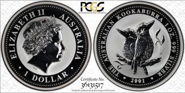 2001 $1 Kookaburra Ag MS69