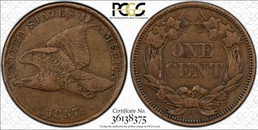 1857 1C Flying Eagle VF30