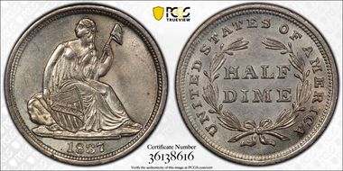 1837 H10C Seated, Large Date MS63