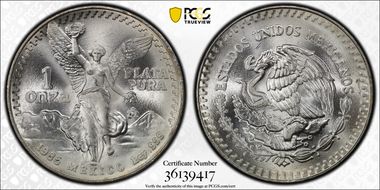 1985-Mo Onza Libertad Ag MS67+