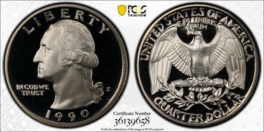 1990-S 25C PR70DCAM