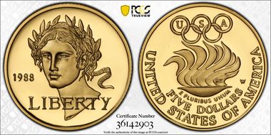 1988-W $5 Olympic PR70DCAM