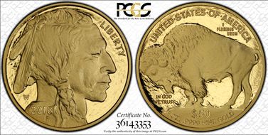 2018-W $50 American Buffalo  .9999 Fine Gold PR70DCAM