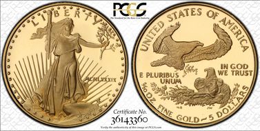 1989-P $5 Gold Eagle PR69DCAM