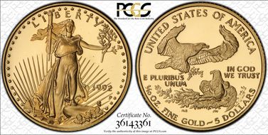 1992-P $5 Gold Eagle PR69DCAM