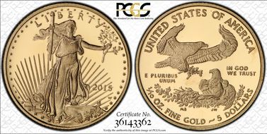 2015-W $5 Gold Eagle PR69DCAM