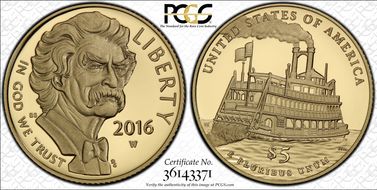 2016-W $5 Mark Twain PR69DCAM