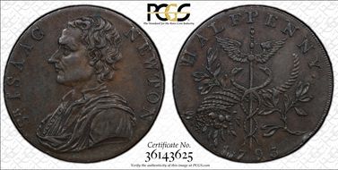 1793 Tk 1/2D DH-1035c Middlesex, Newton AU58BN