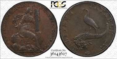 1794 Tk 1/2D DH-74a Warwickshire Birmingham Coining & Copper AU58BN