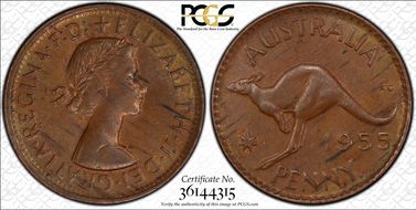 1955 Y. (p) 1D Perth obverse MS62BN