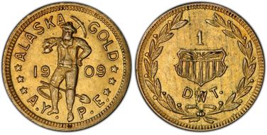 1909 1 DWT X-Tn4, Alaska Gold AU58