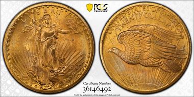 1907 $20 Saint-Gaudens MS65+