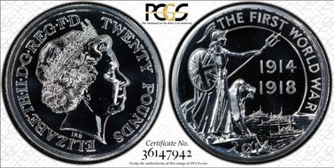 2014 £20 S-4900 WWI Outbreak of 1914 Ag MS68