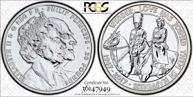 2017 £20 S-N7 Platinum Wedding Ann. Ag MS69