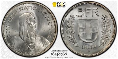 1937 B 5 Fr MS66