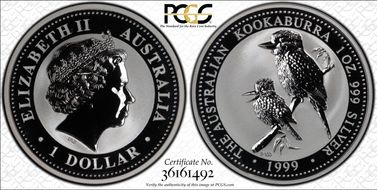 1999-P100 $1 Kookaburra Ag MS69