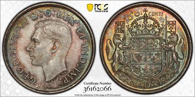 1942 50C Wide Date MS64