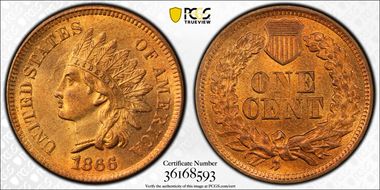 1866 1C MS66RD