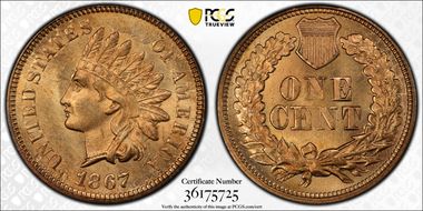 1867 1C MS66RD