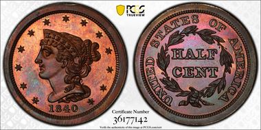 1840 1/2C Restrike PR66RB