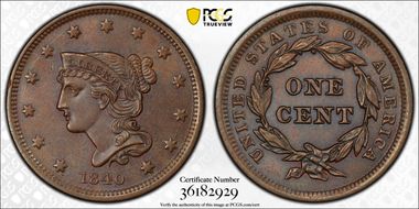 1840 1C N-3 Small Date MS64BN