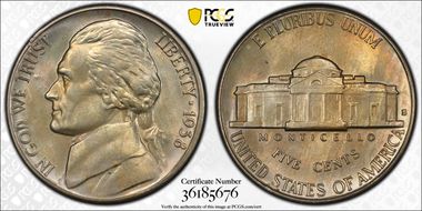 1938-S 5C MS66