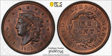1835 1C N-5 Sm 8 Sm Stars MS64RB
