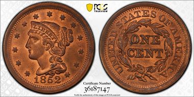 1852 1C N-17 MS66RB