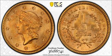 1852 G$1 MS66+